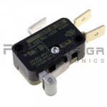 Microswitch 3 Contacts 12A/250V with Short Lever + Roller (12.8mm)