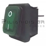 Rocker Switch 22x30mm ΙΡ65 2 x ON - OFF  16Α/250V Green