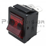 Rocker Switch | 22.2x30.2mm | 2 x ON - ON | 10A/125V | Red | wtih Lamp