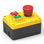 Switch Electromagnetic 80x115mm ON-OFF (2xNO) 16A/250V with Remote, Emergency STOP & Mounting Box