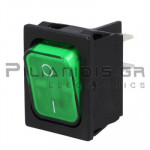 Rocker Switch 22x30mm  2 x ON - OFF 20Α/250V Green