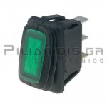 Rocker Switch 12.8x27.2mm ON - OFF 25Α/14Vdc Green IP65