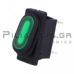 Rocker Switch 11.2x30.8mm ON - OFF 10Α/250V Green IP65