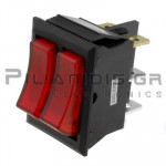 Rocker Switch 22.2x30.2mm 2 x ON - OFF Red