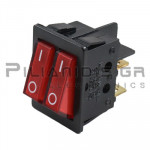 Rocker Switch | 22.2x30.2mm | 2 x ON - OFF | 10A/250V | Red