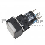 Μπουτόν Momentary | &Oslash;16mm | NO + NC | 3A/250V | Λευκό | LED 24V