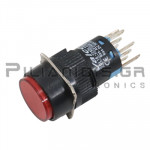 Μπουτόν Latching | &Oslash;16mm | 2NO + 2NC | 3A/250V | Κόκκινο | LED 230V