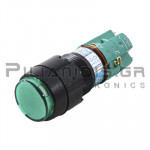 Push Button Round Ø16mm | 1NO + 1NC | 3A/250VAC | Green 220VAC