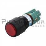 Push Button Switch Round Ø16mm | 1NO + 1NC | 3A/250VAC | Red 220VAC