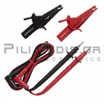 Test Leads 2mm | 600V - 10A | CATIII 1000V CATIV 600V | Red - Black | 0.9m | With Crocodile clips