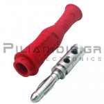 Banana PRO 4mm | Plug | 36A | 30VAC - 60Vdc | Screw | Ni Brass | Red