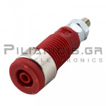 Banana Socket 2mm | 10A | 600V CATII | Screw | Ni Brass | Red