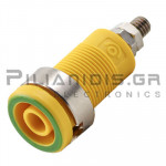 Banana Socket 4mm | 36A | 1000V CATIII | Screw | Ni Brass | Yellow - Green