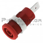 Banana Socket 4mm | 36A | 1000V CATIII | Faston 6.3mm | Ni Brass | Red