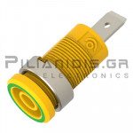 Banana Socket 4mm | 36A | 1000V CATIII | Faston 6.3mm | Ni Brass | Yellow/Green