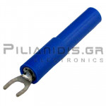 Adaptor | Banana 4mm Female - Narrow Fork Ø4.5mm | 36A | 30VAC 60Vdc | Blue