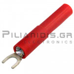 Adaptor | Banana 4mm Female - Narrow Fork Ø4.5mm | 36A | 30VAC 60Vdc | Red