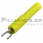 Adaptor | Banana 4mm Female - Narrow Fork Ø4.5mm | 36A | 30VAC 60Vdc | Yellow