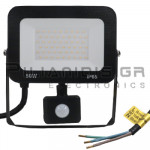Προβολέας LED Super Slim | 50W | 220-240VAC | 4000K | 5000Lm | με Αισθητήρα Κίνησης | IP65 | Μαύρο