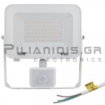Προβολέας LED Super Slim | 50W | 220-240VAC | 4000K | 5000Lm | με Αισθητήρα Κίνησης | IP65 | Λευκό