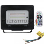 Προβολέας LED Super Slim Αλουμινίου Μαύρος | 50W | 220-240VAC | RGB | 5000Lm | IP65