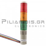 Warning Light LED Tower &Oslash;50mm 24VAC/dc (Red - Orange - Green & Buzzer)
