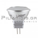 Λάμπα Power LED | MR11 GU4 | Silicon | 12V | 2W | Ψυχρό Λευκό 6400K | 110Lm