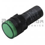 Indicator Light LED Ø16mm 230VAC Green With Screws