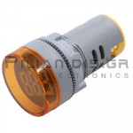 Indicator Light LED Ø22mm 5 - 48Vdc Orange with Voltmeter Screwed