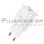 Φορτιστής USB Vin: 230VAC - Vout: 5V/3A PD (1xType C) Λευκό