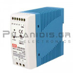 Τροφοδοτικό ράγας 60W; 24VDC; 2.5A; 90-264VAC; 127-370VDC