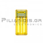 Quick Charger Li-Ion x 2 Possition 2A,  (Vin: 12Vdc / 1A) Mango