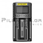 Φορτιστής Li-Ion & Ni-MH x 2θέσεων 3.0A,  (Vin: 5Vdc / 2Α ή 9Vdc / 2A, 18W, Micro USB)