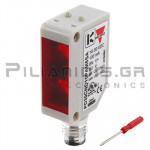 Photoelectric Switch Rectangular | 10x30x20mm | PNP | Dis: 1m | NO + NC | 10-30Vdc | with Plug | Without Mirror