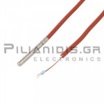 Temperature Sensor PT100 (100Ω) Ø6x50mm  (-40℃C / 200℃C)  1.5m Silicone