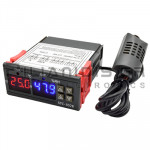 Temperature Regulator | Heat & Humidity | 75x29mm |-20℃ έως 80℃ | 110-220V | 1xNO 10A | Probe 1m