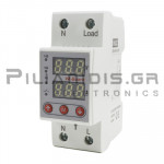 Digital Voltage Monitoring Relay | 1-Phase | 140 -280VAC (L-N) | 1 x NO (63A/230V)