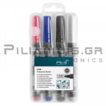 Set of Permanent Markers 4 Colors 1-4mm Tip