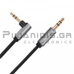 Καλώδιο 3.5mm Stereo Αρσενικό - 3.5mm Stereo Αρσενικό Γωνιακό  1.0m