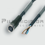 Καλώδιο M8 Θηλυκό 4pin (Ευθεία) σε 4x0.25mm² (PUR) | A-Coded | 2.0m | IP68 | C-Track