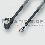 Cable M8 Female 4pin (Angled) to 4x0.25mm² (PUR) | A-Coded | 2.0m | IP68 | C-Track
