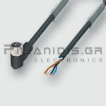 Καλώδιο M8 Θηλυκό 4pin (Γωνία) σε 4x0.25mm² (PUR) | A-Coded | 2.0m | IP68 | C-Track