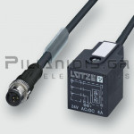 Cable M12 Male 3pin (Straight) to Valve Connector (Form A) + Z-Diode & LED | A-Code | 0.6m