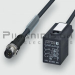 Cable M12 Male 3pin (Straight) to Valve Connector (form B/form BI) + Z-Diode & LED |A-Code| 1.0m
