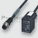 Καλώδιο M12 Αρσενικο 3pin (Ευθεία) σε Valve Connector (form B/form BI) + Z-Diode & LED |A-Code| 1.0m