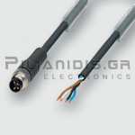 Cable M8 Male 4pin (Straight) to 4x0.25mm² (PUR) | A-Coded | 2.0m | IP68 | C-Track