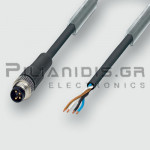 Καλώδιο M8 Αρσενικό 4pin (Ευθεία) σε 4x0.25mm² (PUR) | A-Coded | 2.0m | IP68 | C-Track