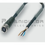 Cable M8 Female 3pin (Straight) to 3x0.25mm² (PUR) | A-Coded | 2.0m | IP65/67 | C-Track