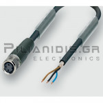 Καλώδιο M8 Θηλυκό 3pin (Ευθεία) σε 3x0.25mm² (PUR) | A-Coded | 2.0m | IP65/67 | C-Track