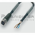 Cable M8 Female 4pin (Straight) to 4x0.25mm² (PUR) | A-Coded | 2.0m | IP65/67 | C-Track